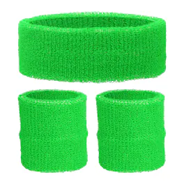 Unique Bargains - Sweatband Set, 1pc Headband + 2pcs Wristbands Moisture Wicking Breathable Athletic Bands 3pcs for Sports - Fruit Green