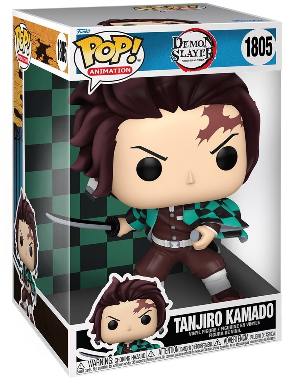 M
MIDNAITION POR OSER Funko DEMON 1805 WA POP! SLAYER KIMETSU - YAIBA ANIMATION TANJIRO KAMADO EN VINYLE FIGURE / FIGURINE VINIL VINYL FIGURA DE ASFIIA PELIGRO DE ADVERTENCIA: de 36 meses ates menores adecuado par D'TOUFFEMENT. No I DANGER mois Partes pequertas. ATTENTION: moins de 36 entants de convient 5s 2 CHOKING HAZARD. Pedtes pieces. le WARNING: under 36 months I suitable for children parts. Not Small