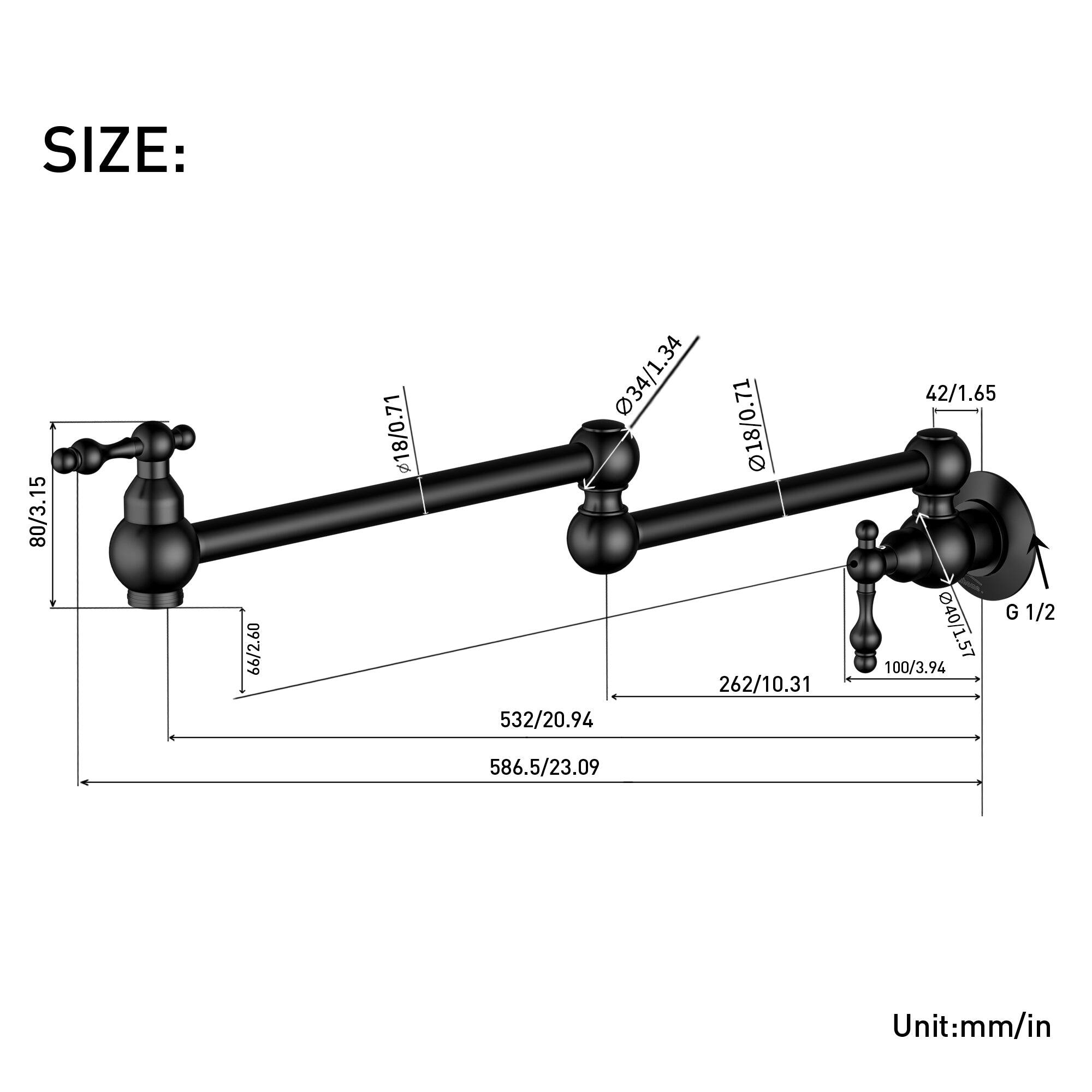 SIZE: 15/0.59 80/3.15 66/2.60 18/0.71 34/1.34 18/0.71 262/10.31 532/20.94 42/1.65 G 1/2 40/1.57 100/3.94 586.5/23.09 Unit:mm/in