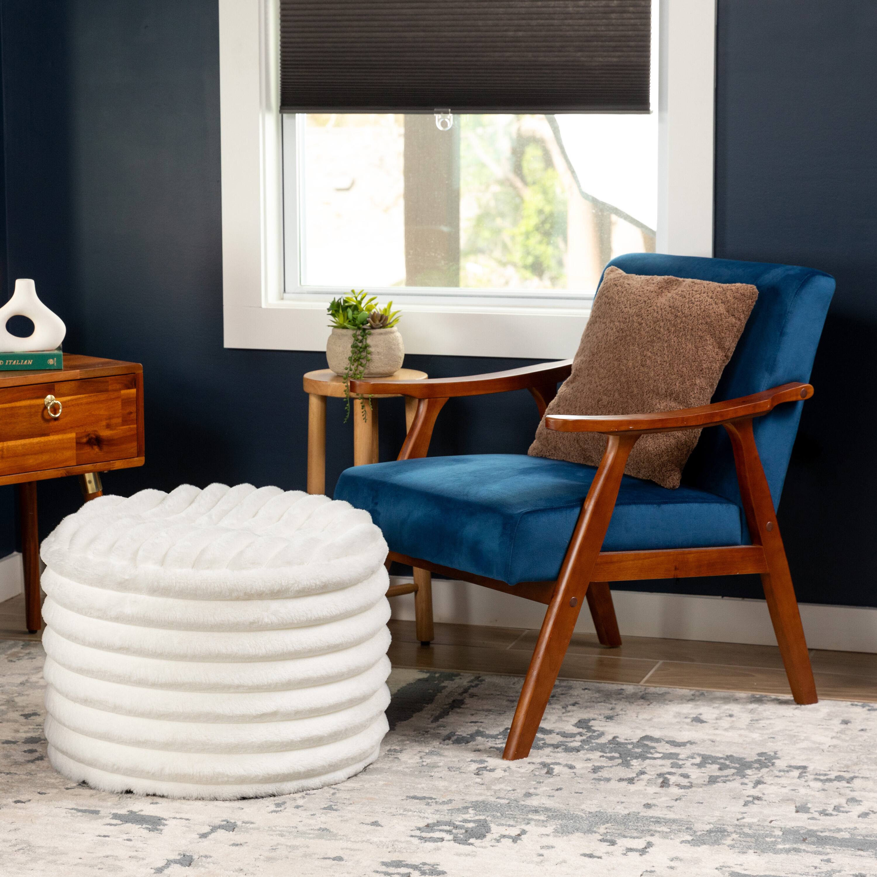 Alt View 2. Jaxx - Jaxx Paran Accent Pouf - Fluffy Faux Fur Ottoman for Modern Interior Design, Regular, Ivory - Plush Fur Ivory.