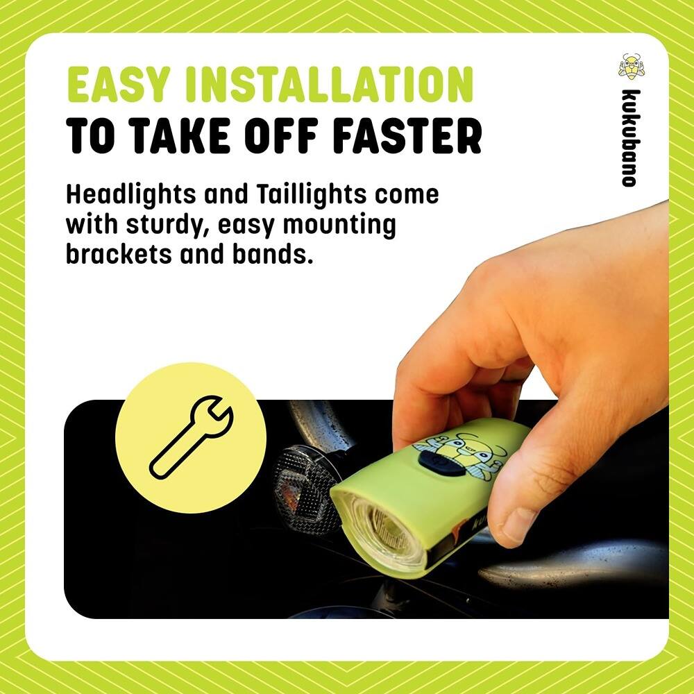 EASY INSTALLATION TO TAKE OFF FASTER

Headlights and Taillights come with sturdy, easy mounting brackets and bands.