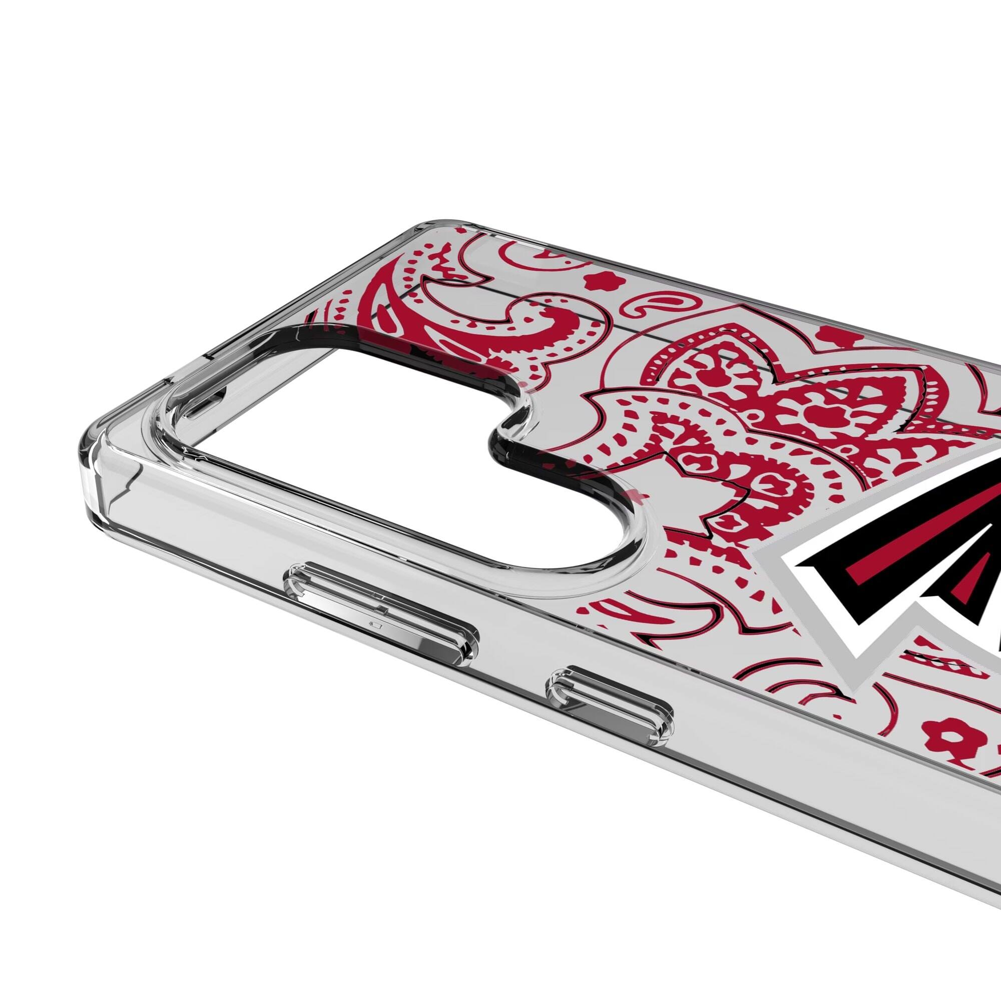 Alt View 2. Keyscaper - Atlanta Falcons Galaxy Clear Paisley Design Case - S22 - Multicolor.