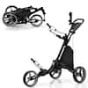 Front. GOPLUS - Costway Folding 3 Wheels Golf Push Cart W/Bag Scoreboard Adjustable Handle - Grey.