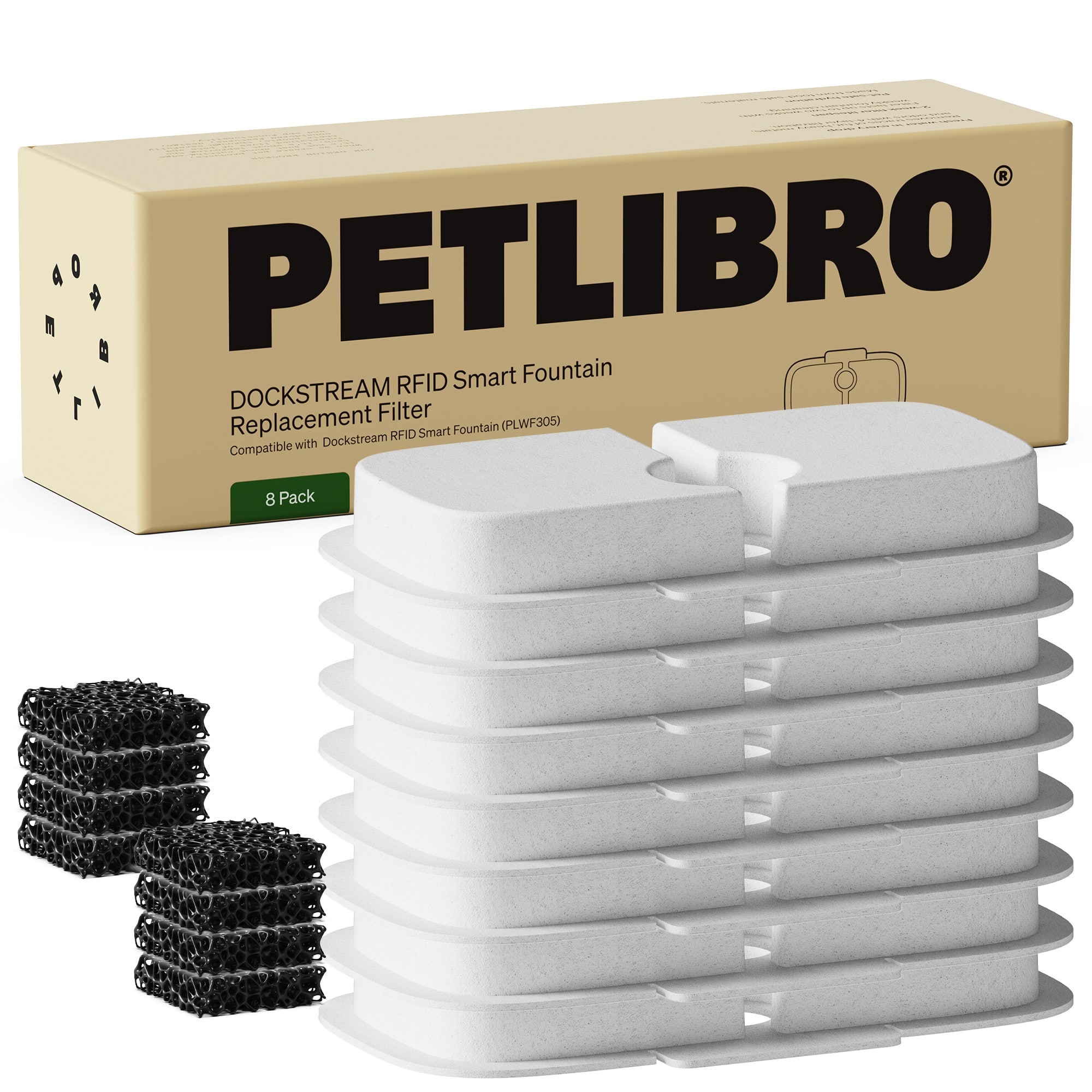 PETLIBRO - Dockstream RFID Smart Fountain Replacement Filters(8 Pack) - White - Front_Zoom