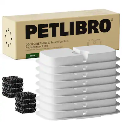 Petlibro RFID Smart Fountain Dockstream RFID Smart Fountain Replacement Filter (PLWF305) Compatible with 8 Pack.