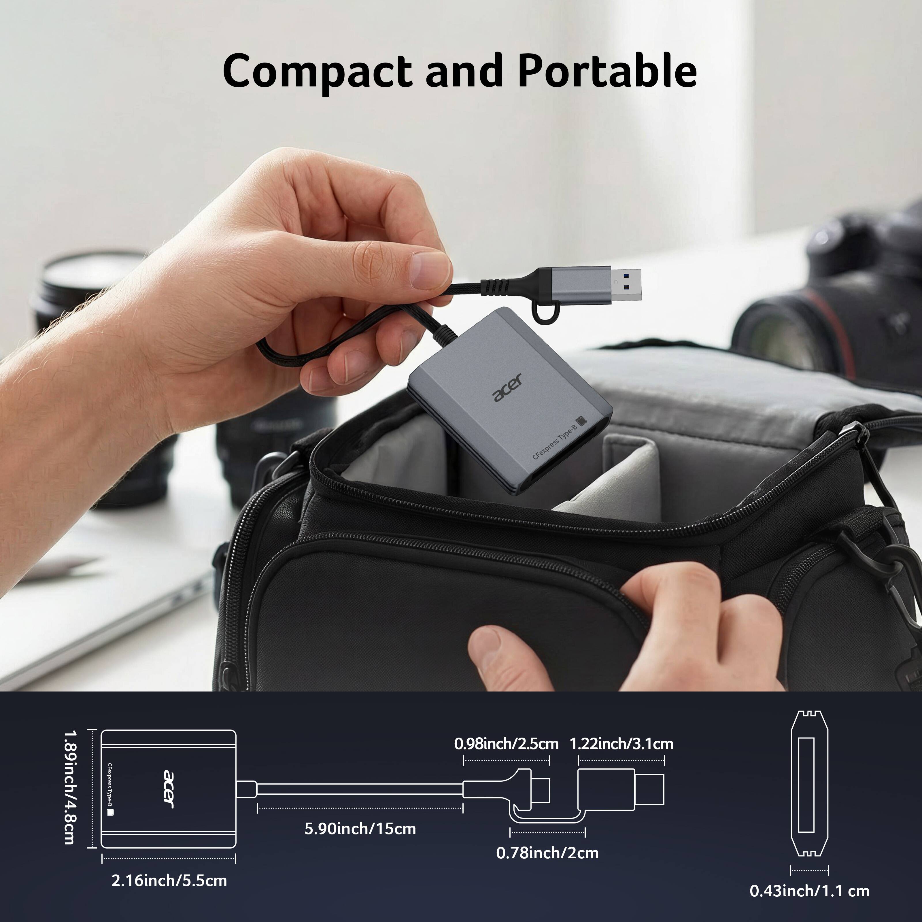 Compact and Portable acer - 12- FespressType- I  
1.89inch/4.8cm  
2.16inch/5.5cm  
0.98inch/2.5cm  
1.22inch/3.1cm  
5.90inch/15cm  
0.78inch/2cm  
0.43inch/1.1 cm