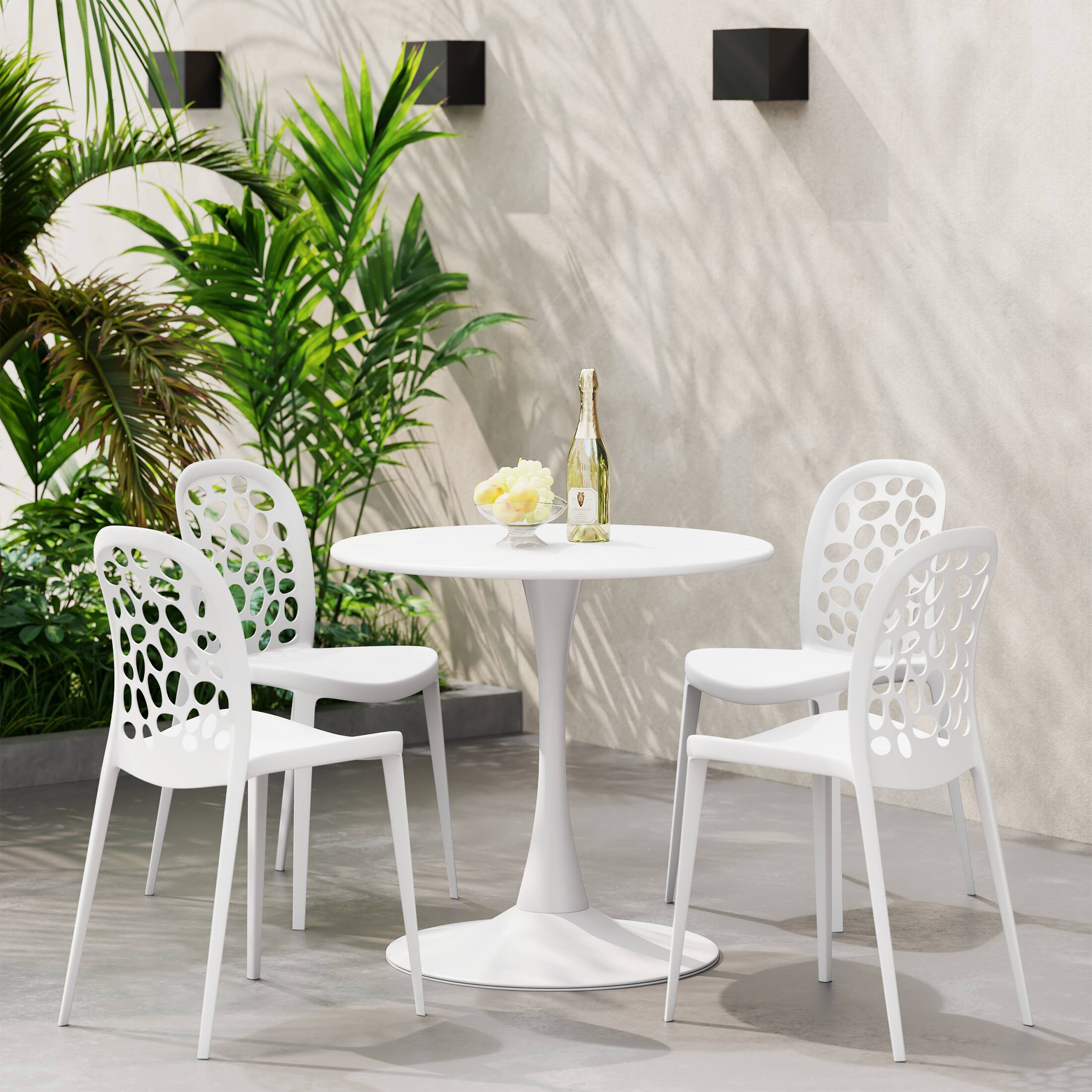 WestinTrends Playa 5 Piece Outdoor Indoor Metal Patio Dining Table Set ...