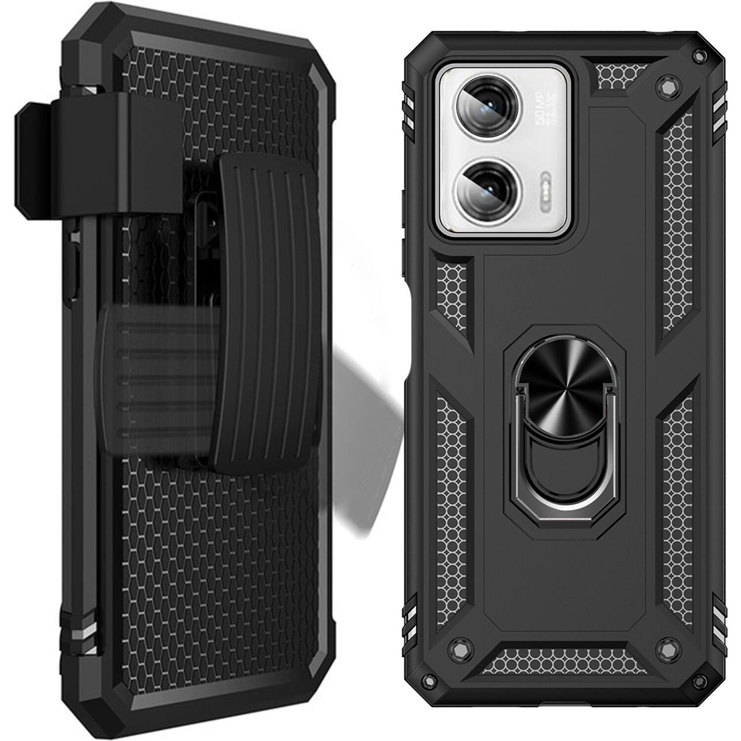 Alt View 13. SaharaCase - Military Kickstand Series with Belt Clip Case for Motorola G Power 5G (2023) - Black.