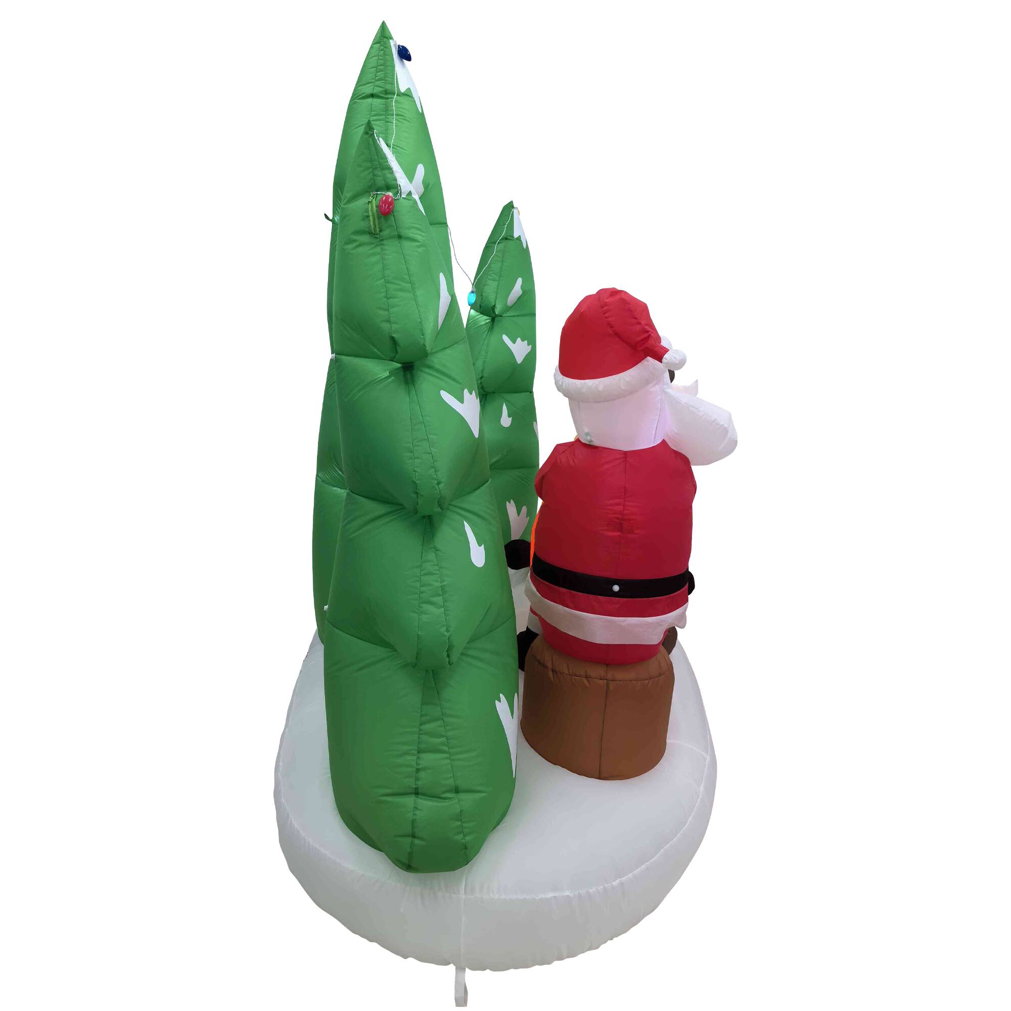Alt View 4. Northlight - LED Lighted Inflatable Santa and Reindeer Outdoor Christmas Decoration - 8' - Green.