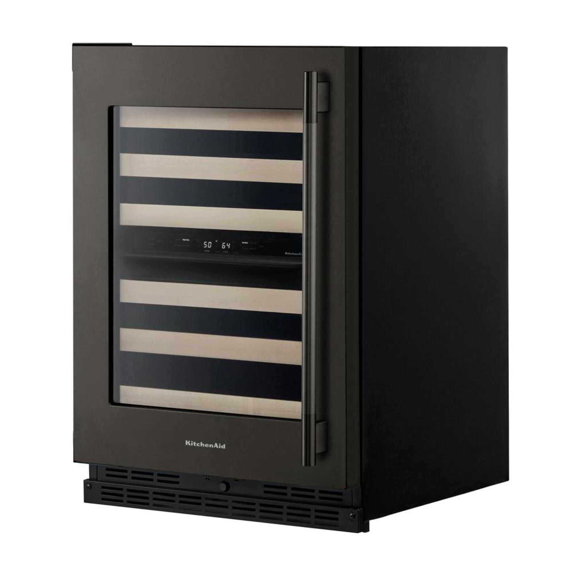 Angle. KitchenAid - 46-Bottle Wine Cellar - Black Ore.
