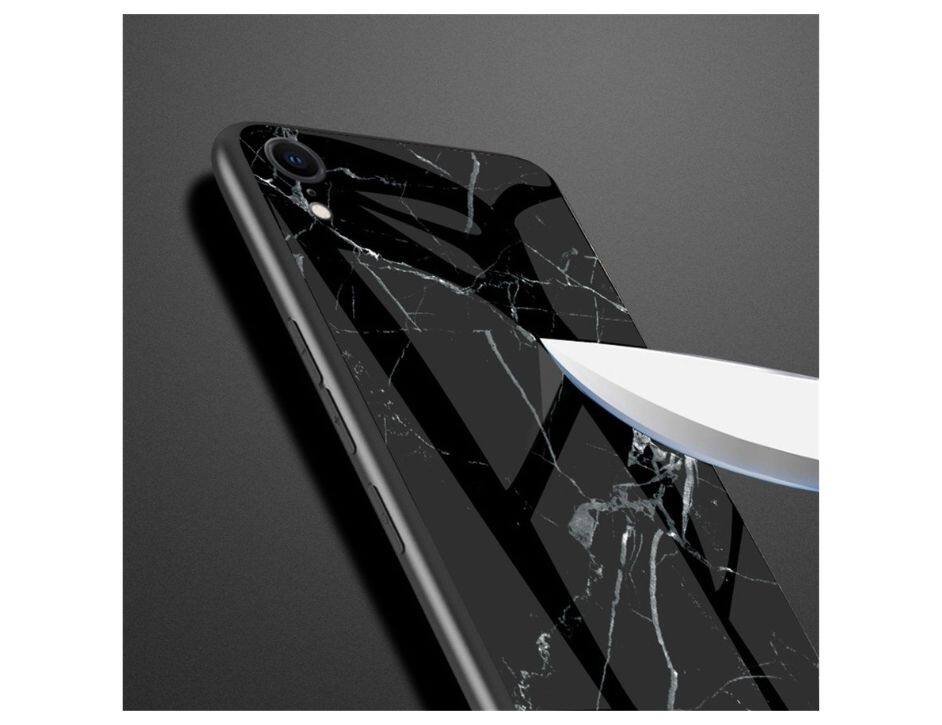 Angle. kate spade new york - Kate Spade New York Protective Case for iPhone XR | Black & White Marble Design - Black & White Marble Design.