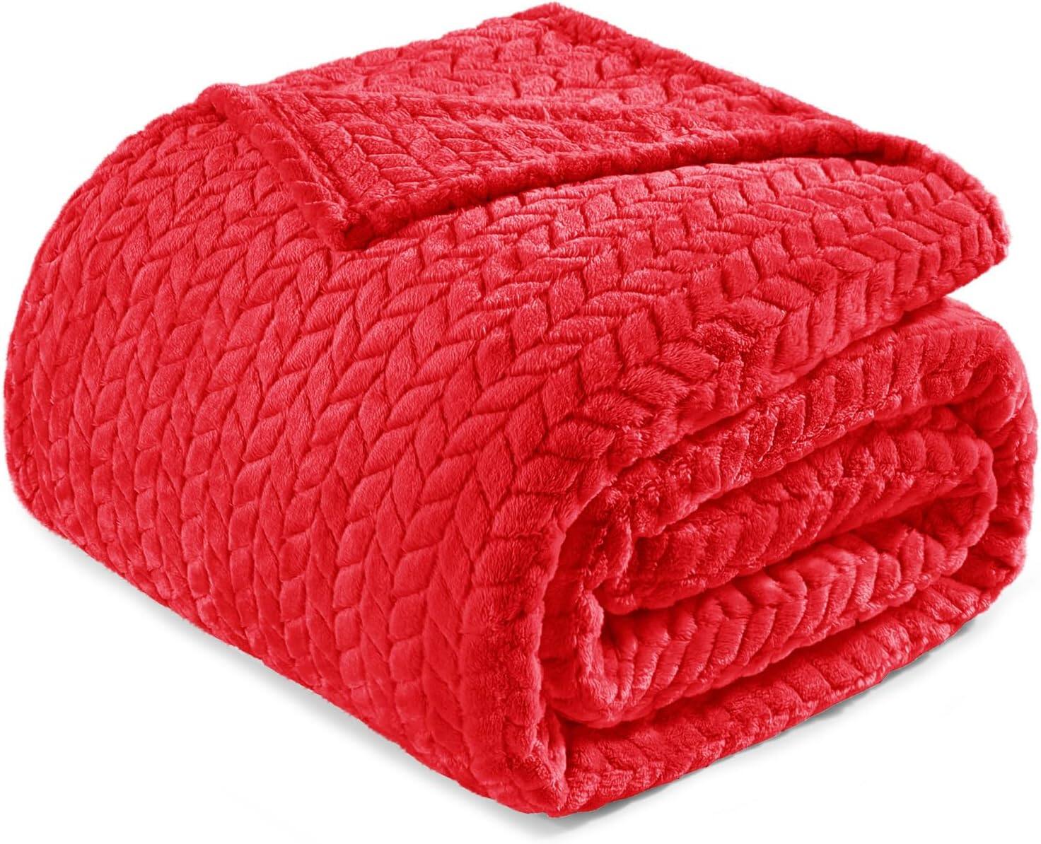 Alt View 6. blue - Paaaawaters  Mezcla Fleece Throw Blanket for Couch,Soft Cozy Jacquard Flannel Blankets, Lightweight - color:CobaltBlue+size:Queen(90x90IN).