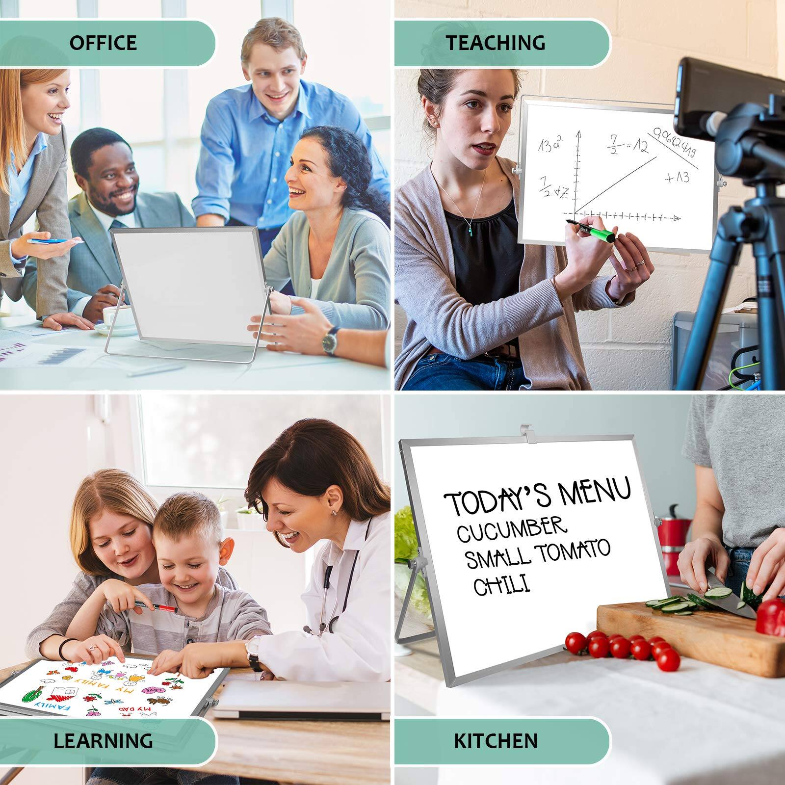 Sure, here is the corrected and grouped text from the image:

**Office**
- OFFICE

**Teaching**
- TEACHING

**Learning**
- LEARNING

**Kitchen**
- KITCHEN

**Today's Menu**
- TODAY'S MENU
  - CUCUMBER
  - SMALL TOMATO
  - CHILI