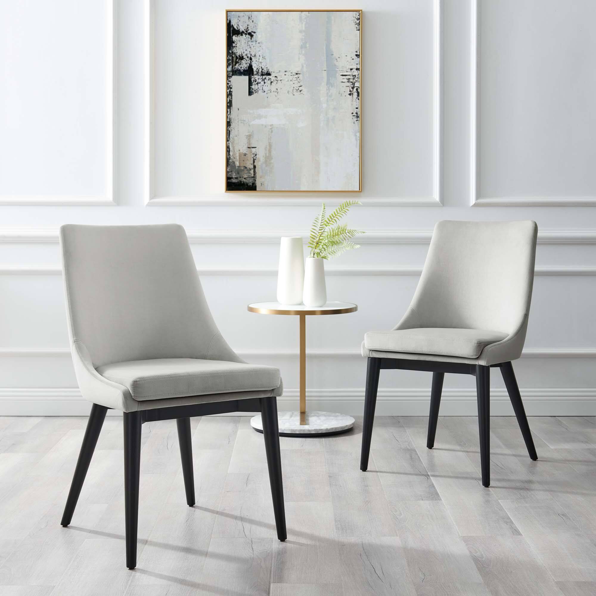 Front. Modway - Viscount Performance Velvet Dining Chair by Modway - Light Gray.