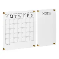 Martha Stewart - Grayson Premium Clear Acrylic Monthly Wall Calendar and Notes Board with Black Printing - Clear/Black - Front_Zoom