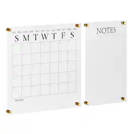 Martha Stewart - Grayson Premium Acrylic Monthly Wall Calendar and Notes Board - Clear/Black