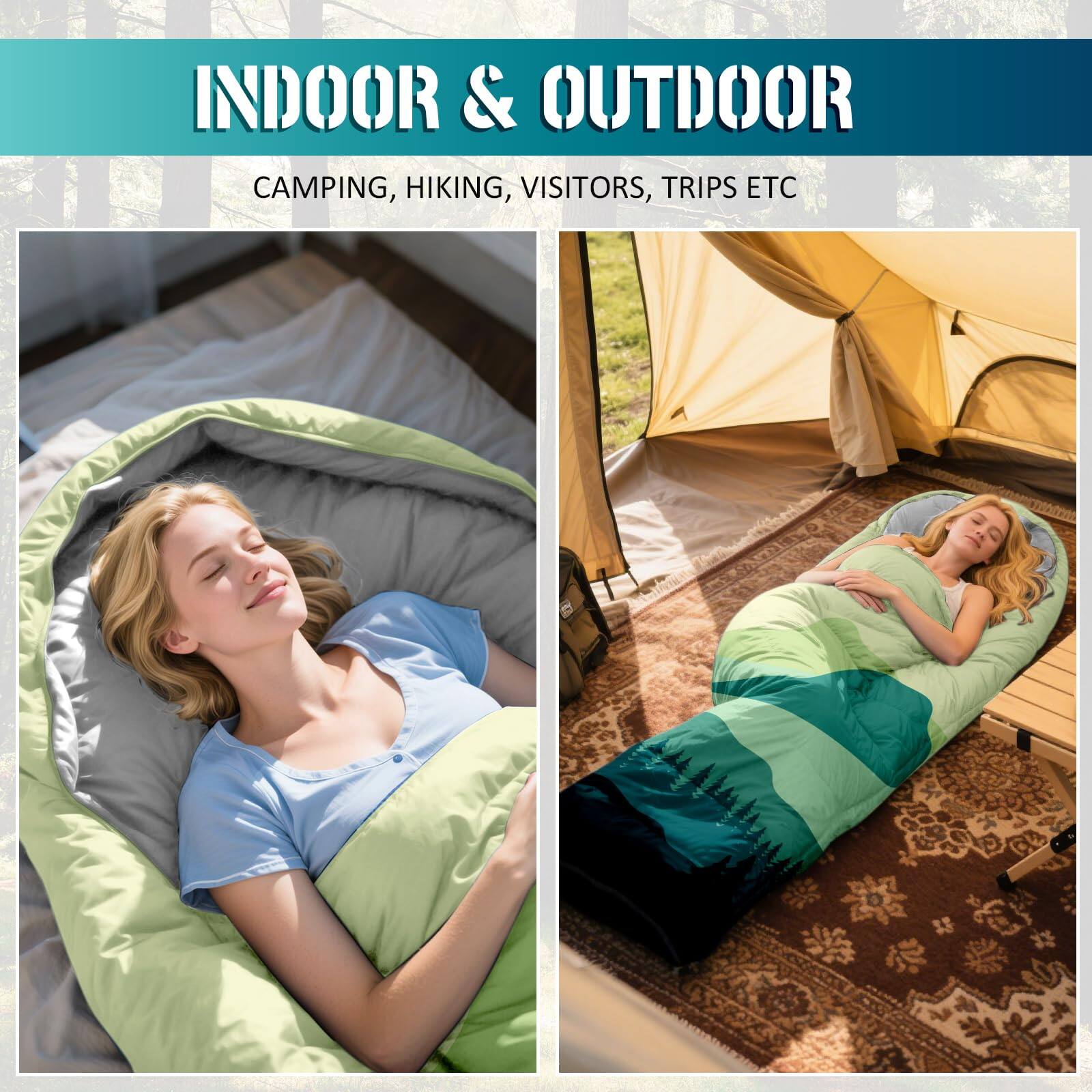 INDOOR & OUTDOOR  
CAMPING, HIKING, VISITORS, TRIPS ETC