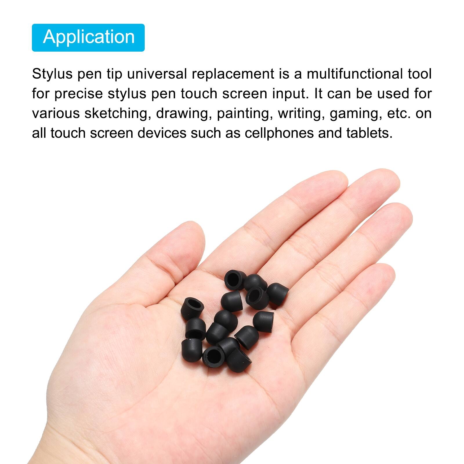 Application

Stylus pen tip universal replacement is a multifunctional tool for precise stylus pen touch screen input. It can be used for various sketching, drawing, painting, writing, gaming, etc. on all touch screen devices such as cellphones and tablets.