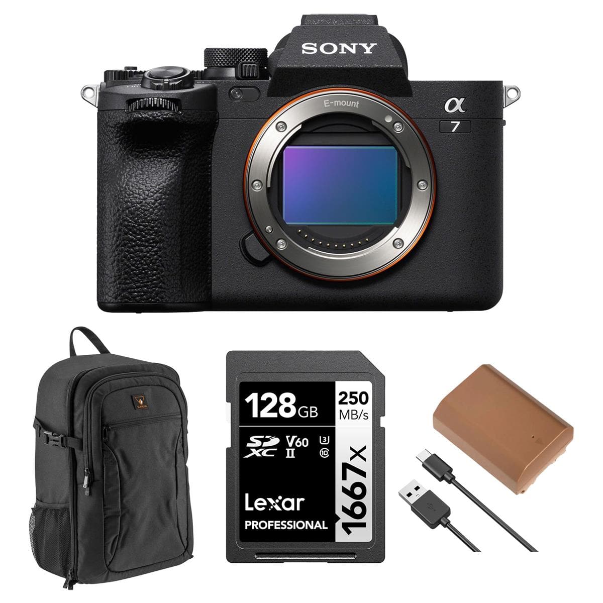 Bundle - Sony - Alpha a7 IV Full Frame Mirrorless Interchangeable Lens Digital 4K Camera, Black - with 128GB SD Memory Card,