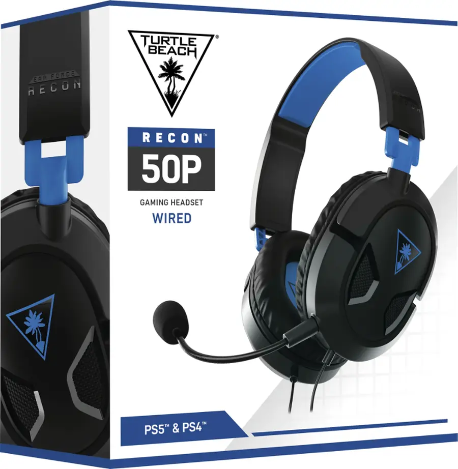 Alt View 19. Turtle Beach - Recon 50P Wired Gaming Headset for PlayStation, PS5, PS4, Xbox Series X | S, Xbox One, Nintendo Switch, Mobile & PC - Black/Blue.