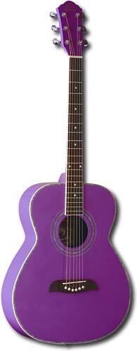 Angle Standard. Oscar Schmidt - 6-String Parlor-Size Folk Acoustic Guitar - Pink.