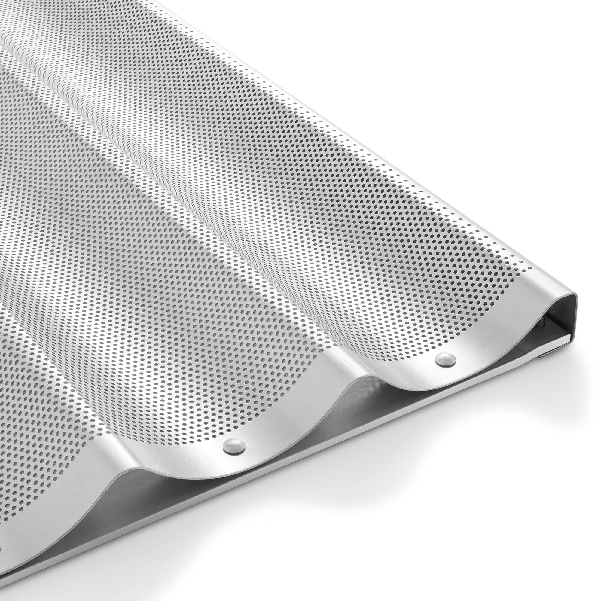 Alt View 5. GRIDMANN - Commercial 18 x 26-in Perforated Aluminum Baguette Pan - 4 Slot Loaf Pan - Silver.