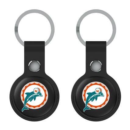 Front. Keyscaper - Black Miami Dolphins Two-Pack AirTag Holders - No Size - Black.