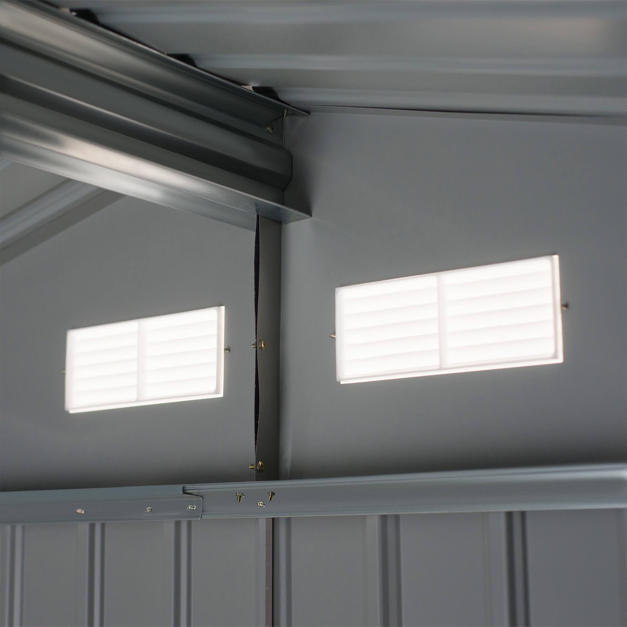 Alt View 7. Outsunny - 9' x 6' Outdoor Storage Shed, Garden Tool Metal Shed with Foundation Kit, Double Lockable Door.