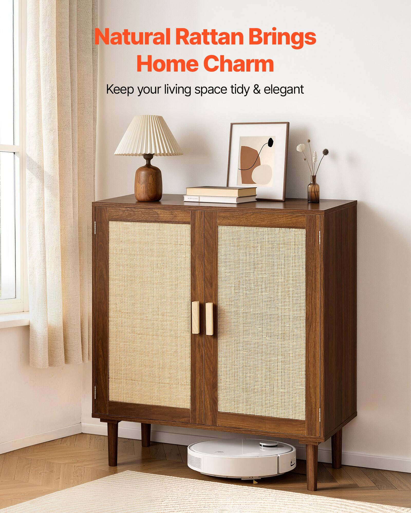 Natural Rattan Brings Home Charm  
Keep your living space tidy & elegant