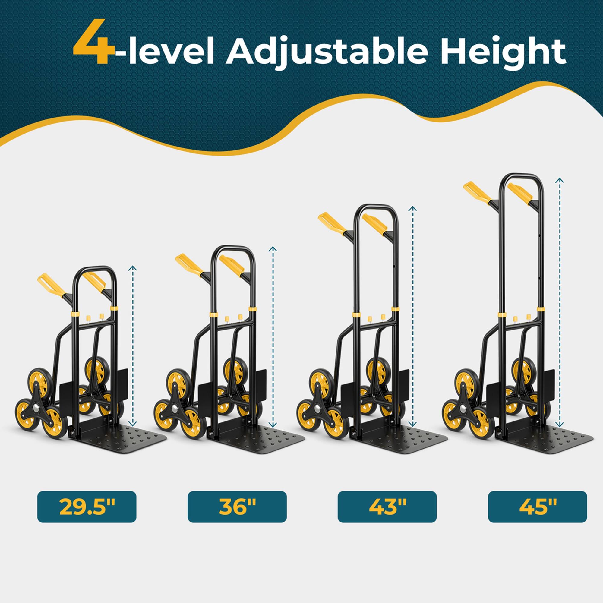 4-Level Adjustable Height: 29.5" 36" 43" 45"