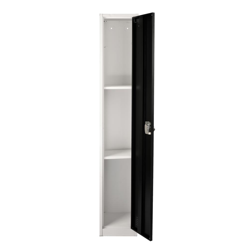 Angle. AdirOffice - Storage Locker 629-Series 72" H 1-Tier Steel Key Lock 2-Shelf Locker with Key Lock - Black.