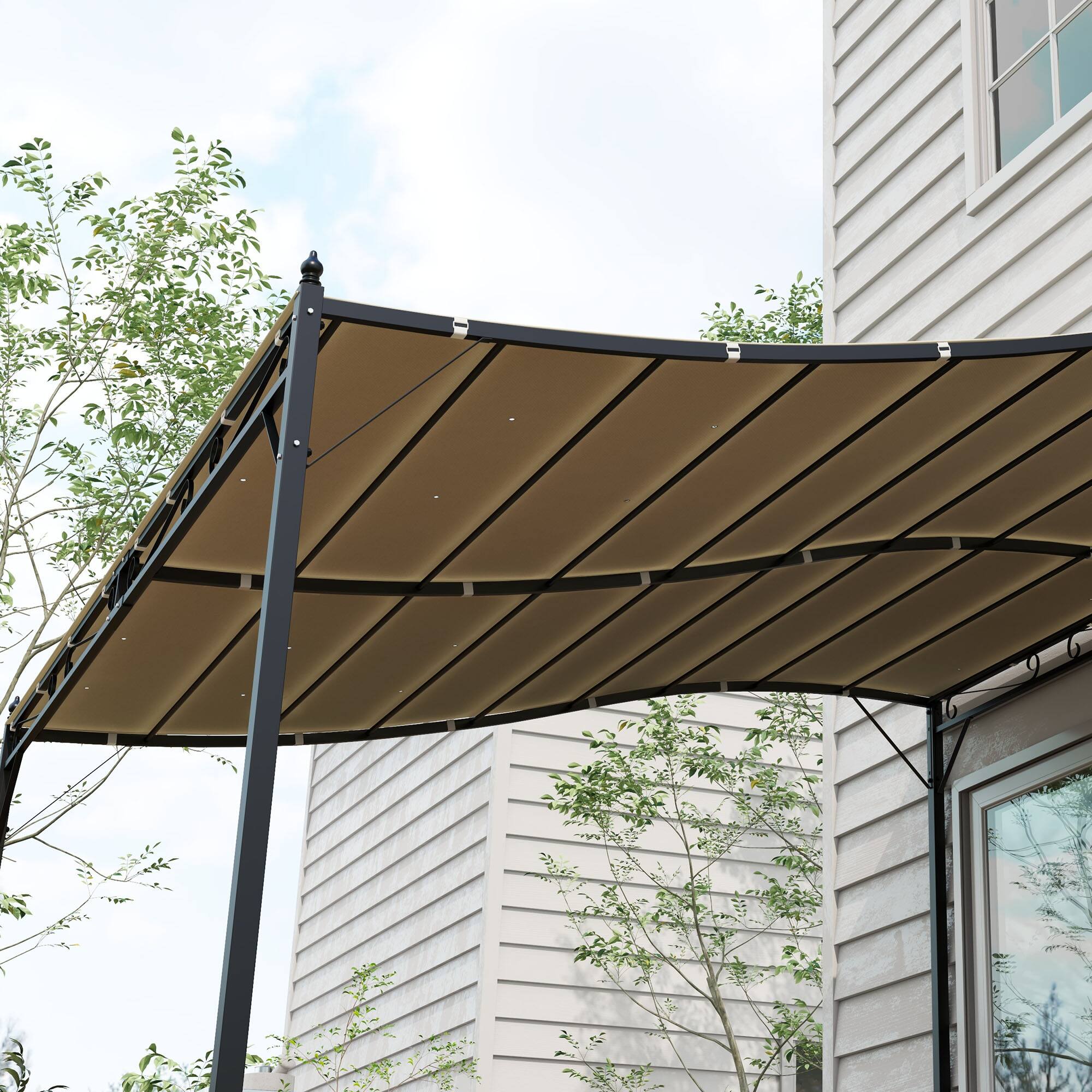 Alt View 4. Outsunny - Pergola Shade Cover, Pergola Canopy Replacement with Drainage Holes, for 10' x 10' Pergola - Beige.