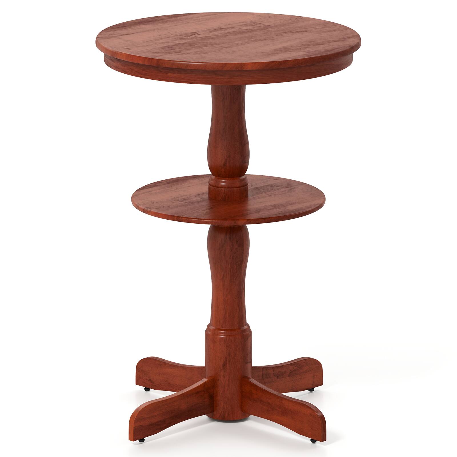 Alt View 9. Gymax - Gymax 2-Tier Round High Top Table w/ Storage Shelf & Pedestal Base for Kitchen - Espresso.