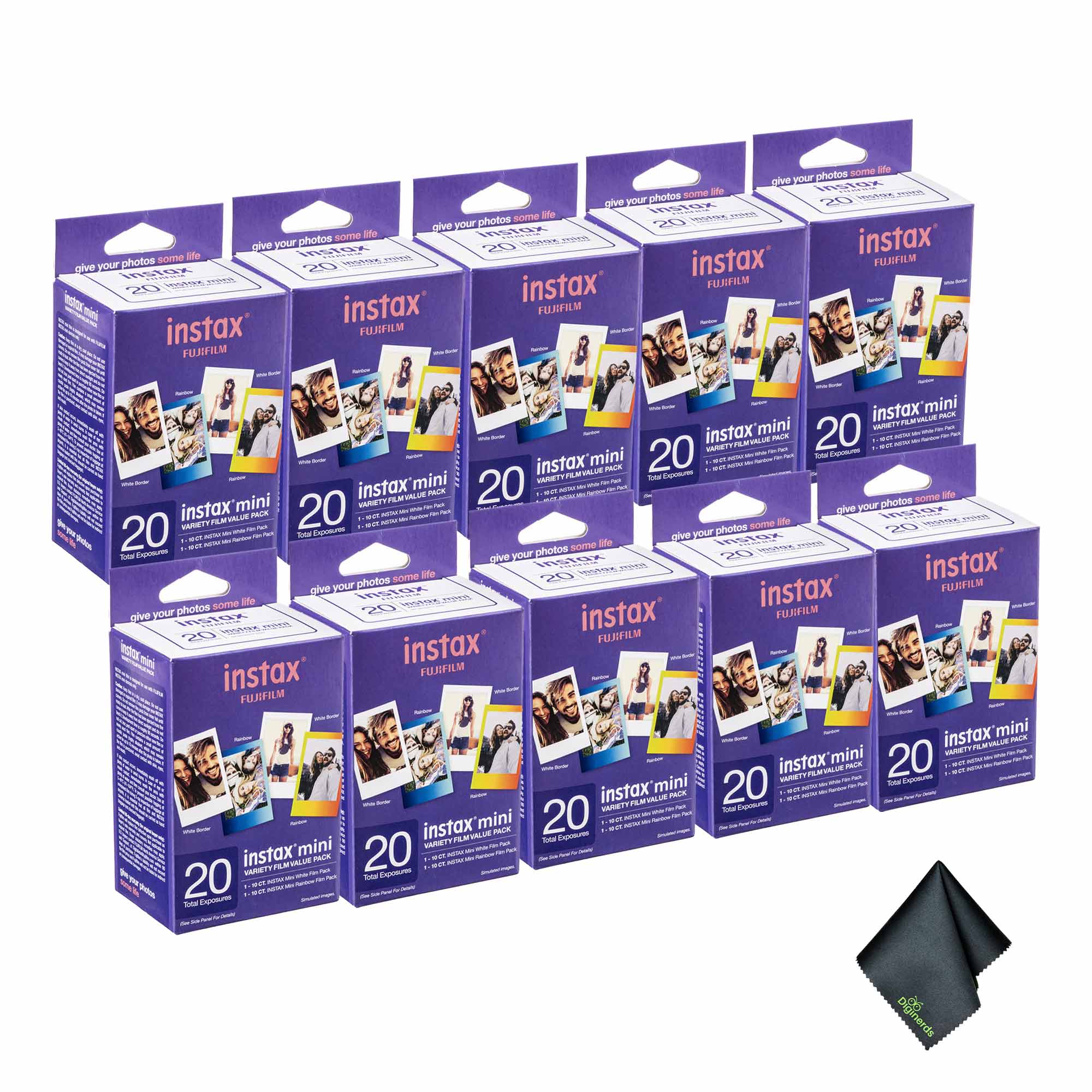 Fujifilm - 10xFUJIFILM INSTAX MINI Instant Film Variety Value Pack (20 Exposures), Microfiber Cleaning Cloth, Bundle price history on PriceWatchPro
