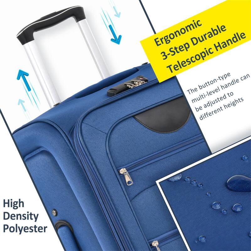 Ergonomic 3-Step Durable Telescopic Handle  
The button-type multi-level handle can be adjusted to different heights  

High Density Polyester