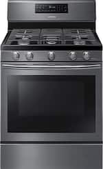 Samsung - 5.8 Cu. Ft. Self-Cleaning Freestanding Gas Convection Range - Fingerprint Resistant Black Stainless Steel - Front_Standard
