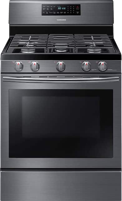 Samsung 5 8 Cu Ft Self Cleaning Freestanding Fingerprint Resistant Gas Convection Range Black Stainless Steel Nx58j5600sg Best Buy