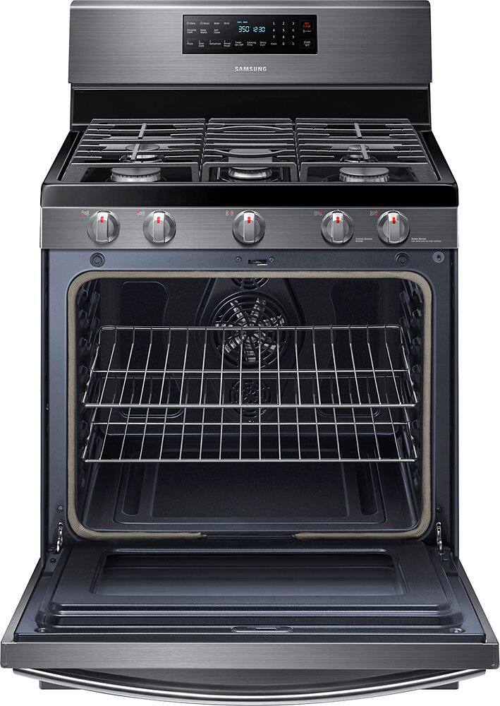 Alt View 12. Samsung - 5.8 Cu. Ft. Self-Cleaning Freestanding Fingerprint Resistant Gas Convection Range.