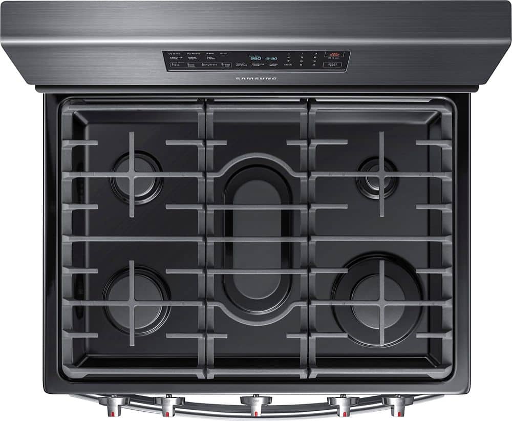 Alt View 13. Samsung - 5.8 Cu. Ft. Self-Cleaning Freestanding Fingerprint Resistant Gas Convection Range.