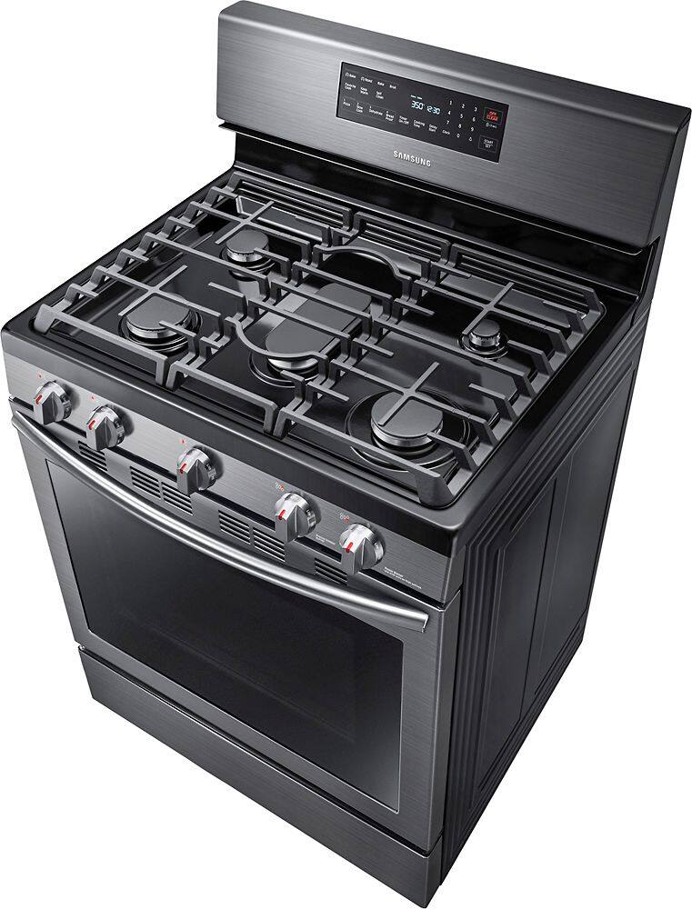 Alt View 14. Samsung - 5.8 Cu. Ft. Self-Cleaning Freestanding Fingerprint Resistant Gas Convection Range.