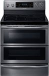 Front Zoom. Samsung - Flex Duo™ 5.9 Cu. Ft. Self-Cleaning Freestanding Fingerprint Resistant Double Oven Electric Convection Range - Black stainless steel.