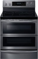 Samsung - Flex Duo™ 5.9 Cu. Ft. Self-Cleaning Freestanding Fingerprint Resistant Double Oven Electric Convection Range - Black stainless steel - Front_Zoom
