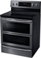 Left Zoom. Samsung - Flex Duo™ 5.9 Cu. Ft. Self-Cleaning Freestanding Fingerprint Resistant Double Oven Electric Convection Range - Black stainless steel.
