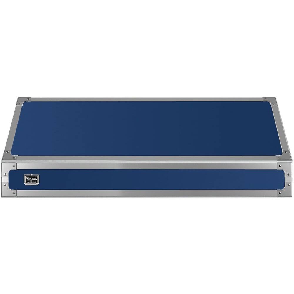 Front. Viking - Tuscany 36" Range Hood - Dark blue/polished chrome.