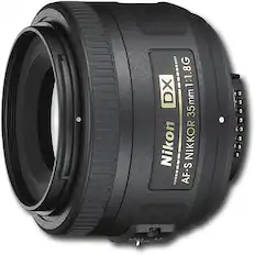 Front. Nikon - AF-S DX NIKKOR 35mm f/1.8G Standard Lens - Black.