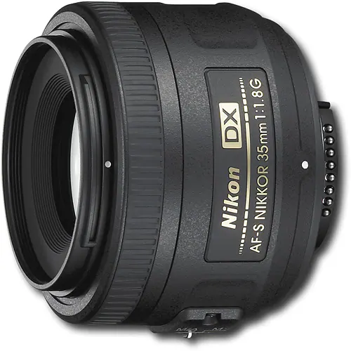 Front. Nikon - AF-S DX NIKKOR 35mm f/1.8G Standard Lens - Black.