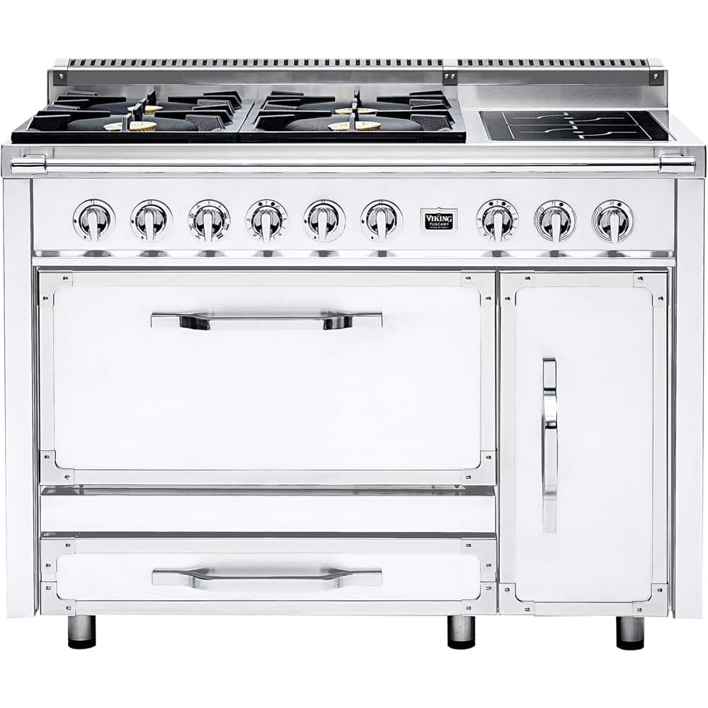 Front. Viking - 6.2 Cu. Ft. Freestanding Double Oven Dual Fuel Convection Range - Antique white.