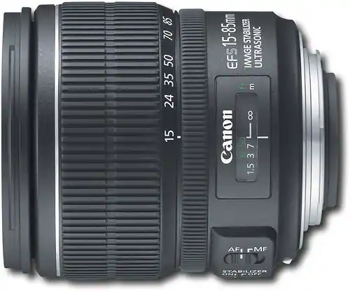Front. Canon - EF-S 15-85mm f/3.5-5.6 IS USM Standard Zoom Lens - Black.