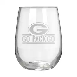 Great American Products - Green Bay Packers Etched 17oz. Rally Cry Stemless Wine Glass - Multicolor