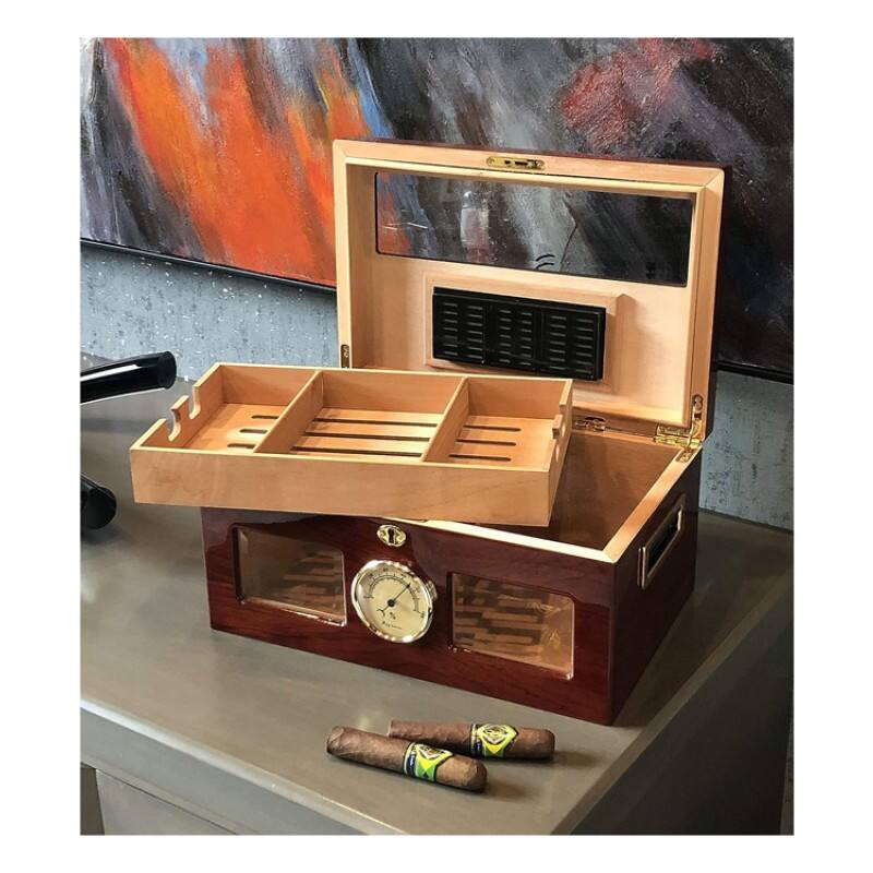 Alt View 7. Prestige - Valencia Desktop Humidor - Rich Ultra High Gloss Finish.